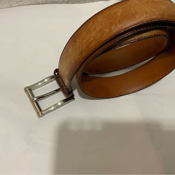 Magnanni Men’s Catalux Leather Dress Belt - 1121- Cuero Brown distressed Size 36 - Picture 8 of 11